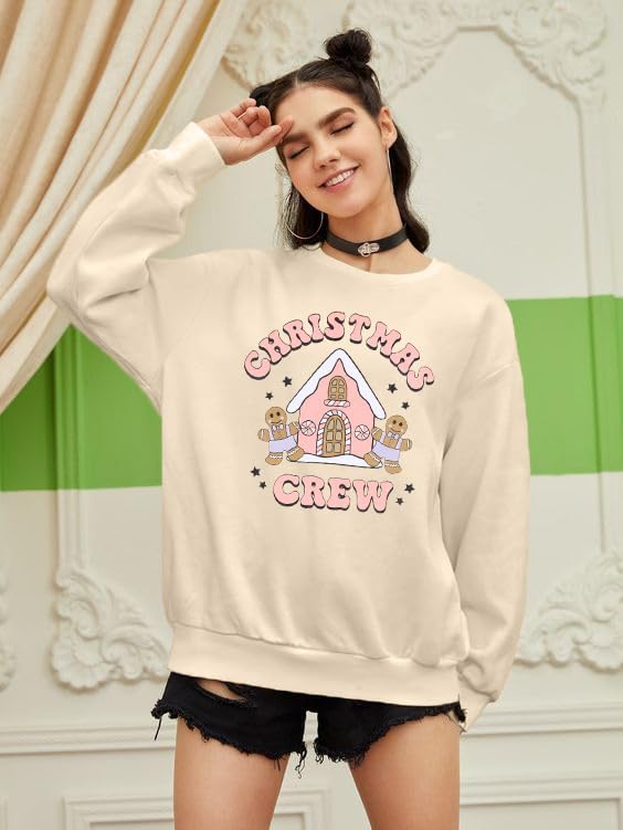 BANGELY Womens Christmas Sweatshirt Christmas Crew Graphic Long Sleeve Shirt Funny Xmas Gift Pullover Tops Holiday T-Shirt - Image 3