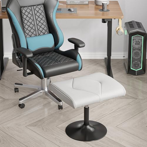 Image of VECELO Foot Rest Under Desk Ottoman, PU Height Adjustable Footrest with Comfort Padding, Leg Rest for Desk for Relieving Leg Pain, Stiffness, and etc, White