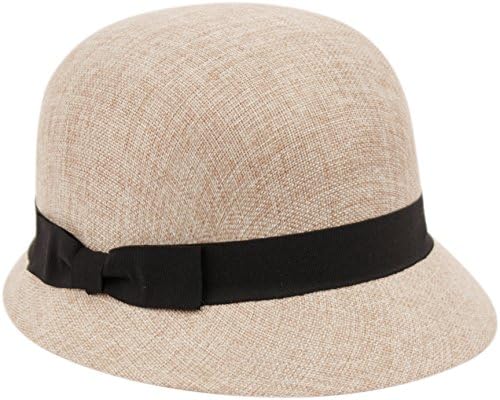 Women's Gatsby Linen Cloche Hat with Lace Band and Flower (CL2696KHAKI)