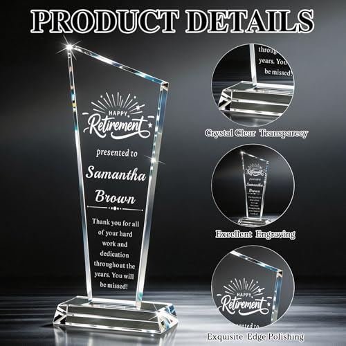 Image of Custom Crystal Award Trophy, Personalized Trophy with Company Logo & Text
