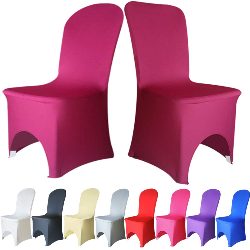 Time to Sparkle Chair Covers Spandex Lycra Stretch Slipcovers Dining Room Wedding Banquet Party Arched Front (Burgundy Arched)