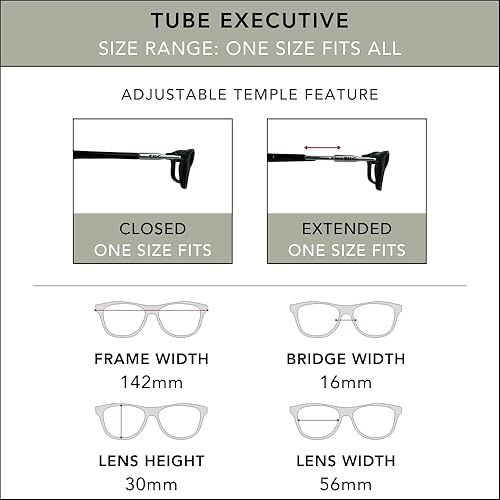Miniatura 6 de Clic Gafas de lectura magnéticas, lectores de computadora, lente reemplazable, patillas ajustables, ejecutivo de tubo, negro mate, aumento de 3.00)