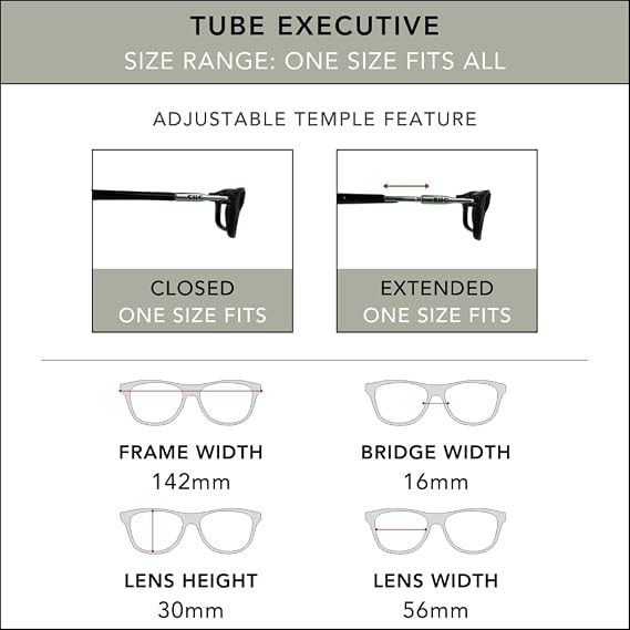 Clic Magnetic Reading Glasses - Adjustable Neck Hanging Readers - Secure Fit with Hybrid Headband - Tube Executive (One Size Fits All, Matte Black, 1.75)