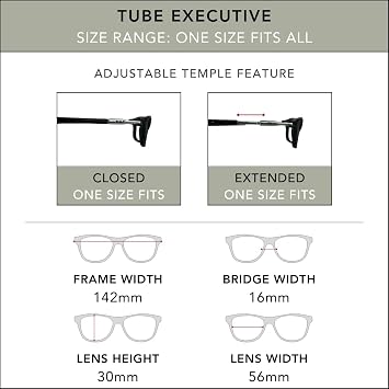 Clic Magnetic Reading Glasses - Adjustable Neck Hanging Readers - Secure Fit with Hybrid Headband - Tube Executive (One Size Fits All, Matte Black, 1.75)