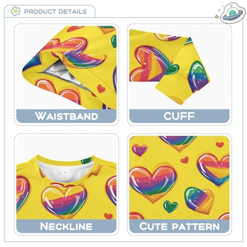 JUNZAN Pride Month Rainbow Hearts Little Kids Pullover Hoodie Fleece Fall Tops Shirts Camping 4T3
