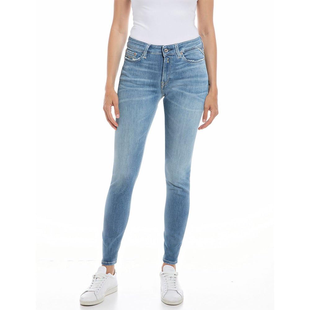 Replay Damen Jeans Luzien Skinny-Fit, Medium Blue 009-1 (Blau), 24W / 30L