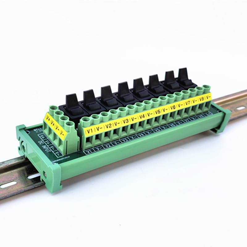DIN Rail Mount 8 Channel Paddle Switch DC Power Distribution Strip Module