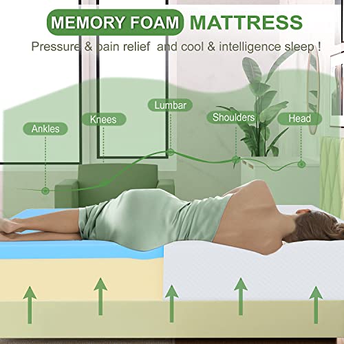 Image of FDW | 5 Inch Twin Mattress | Medium Firm | Gel Memory Foam Mattress | White | Bed in a Box, CertiPUR-US Certified | Pressure Relief, Cooling Ventilated Foam | Washable Removable Cover