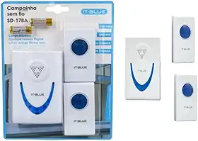 Campainha sem Fio para Idosos Longo Alcance 100 Metros de Distância com 32 Toques Residencial Comercial Bivolt + Pilha