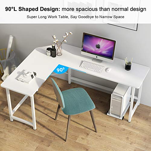 Tribesigns 66 Inch Modern L Shaped Desk Corner Computer Desk Pc Laptop Study Table Workstation Home Office Wood & Metal, White #TOP3