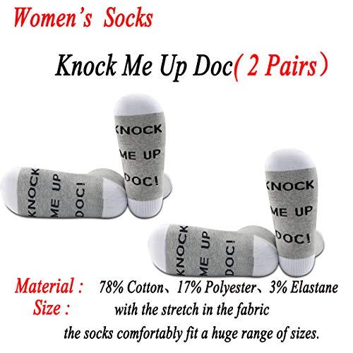 JXGZSO 2 Pairs Lucky Transfer Socks IVF Gift Funny Socks Knock Me Up Doc Socks Ivf Egg Transfer Gift2