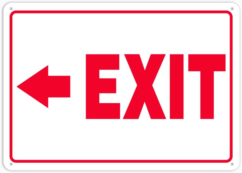 8"x12" Tin Metal Sign - Safety Sign Exit Left Arrow - Decorative Plate For Shop, Yard, Garage, Outdoor Wall