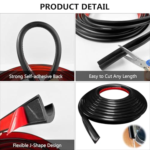 Yharnamite J Shape RV Rain Gutter, 10M Length Rubber Drip Strip with Adhesive Backing, Roof Rain Diverter Strip to Control Water Runoff, for Cars, Vans, Truck, Boat, RV (Black) by Yharnamite - Image 3
