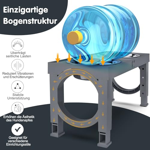 X XBEN Erhöhter Hundenapf, 5 Höhenverstellbar Futternapf für Kleine Mittlere Große Hunde, Futterstation 2 Große Eingedickte Edelstahlschalen, Rutschfester Hundenapf, BPA frei Plastik