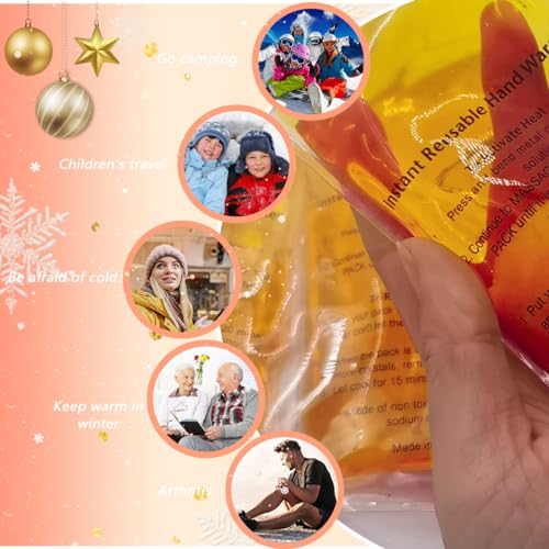 Reusable Snap Heat Pack, Click Heat Pocket Warmers - Pouch Gel Hand Warmers for Camping, Outdoor, Indoor, Working, Studying, Gifts