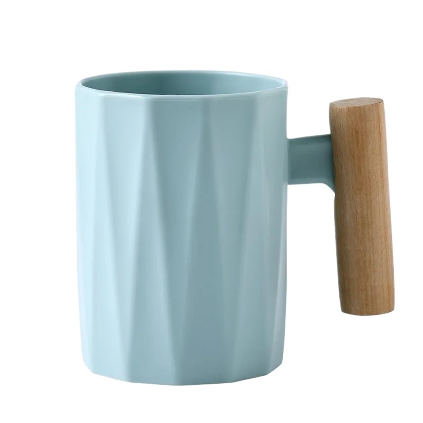 2Pcs Wooden Handle Creative Mouthwash Cup Couple Toothbrush Portable Washing Mouth Cups Bathroom Accessories for Toothbrushes(Blue)