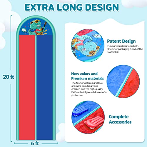 Dofowork Slip And Slide - Water Slide Lawn With Double Lane For Kids Backyards, 20 X 6 Ft, With 2 Body Boards, Summer Water Slides For Kids Backyard With Sprinkler For Outdoor #TOP2
