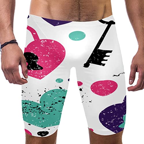 Swim jammers para hombre con estampado de corazones para entrenamiento diario en piscina