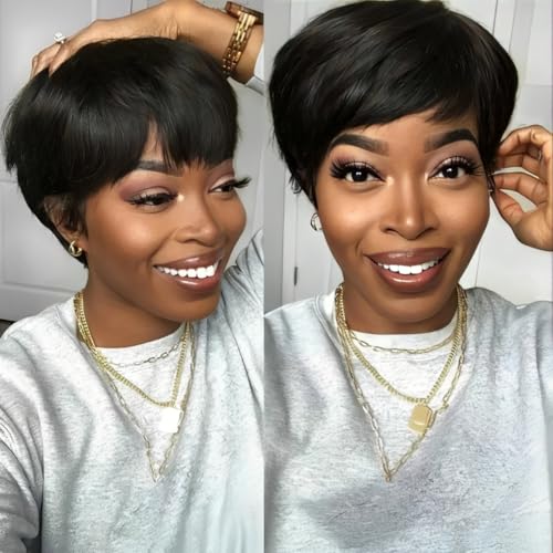 showreal Pixie Cut Wig Human Hair for Black Women Short