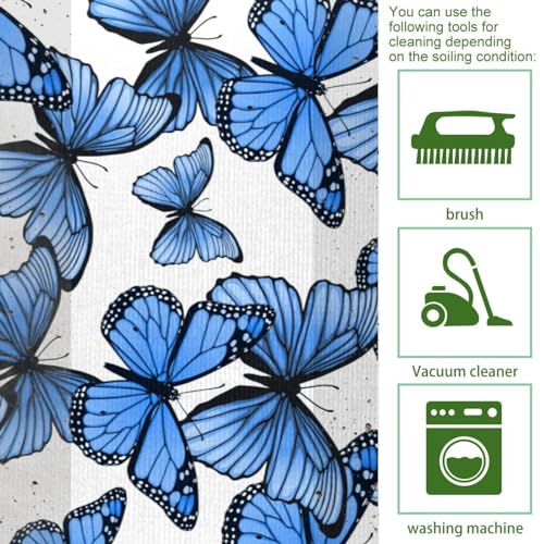 Tapete de cocina de 2 piezas con mariposas azules para un pasillo y lavado elegantes 5