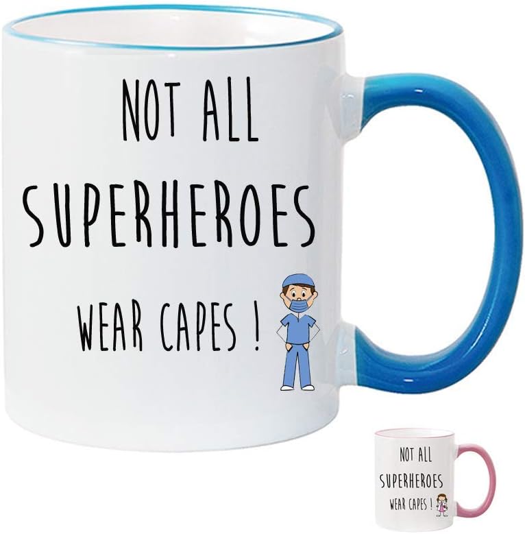 NURSE/DOCTOR MUG-NOT ALL SUPERHEROES WEAR CAPES PERSONALISED-BIRTHDAY GIFT-CHRISTMAS GIFT- FRIEND GIFT