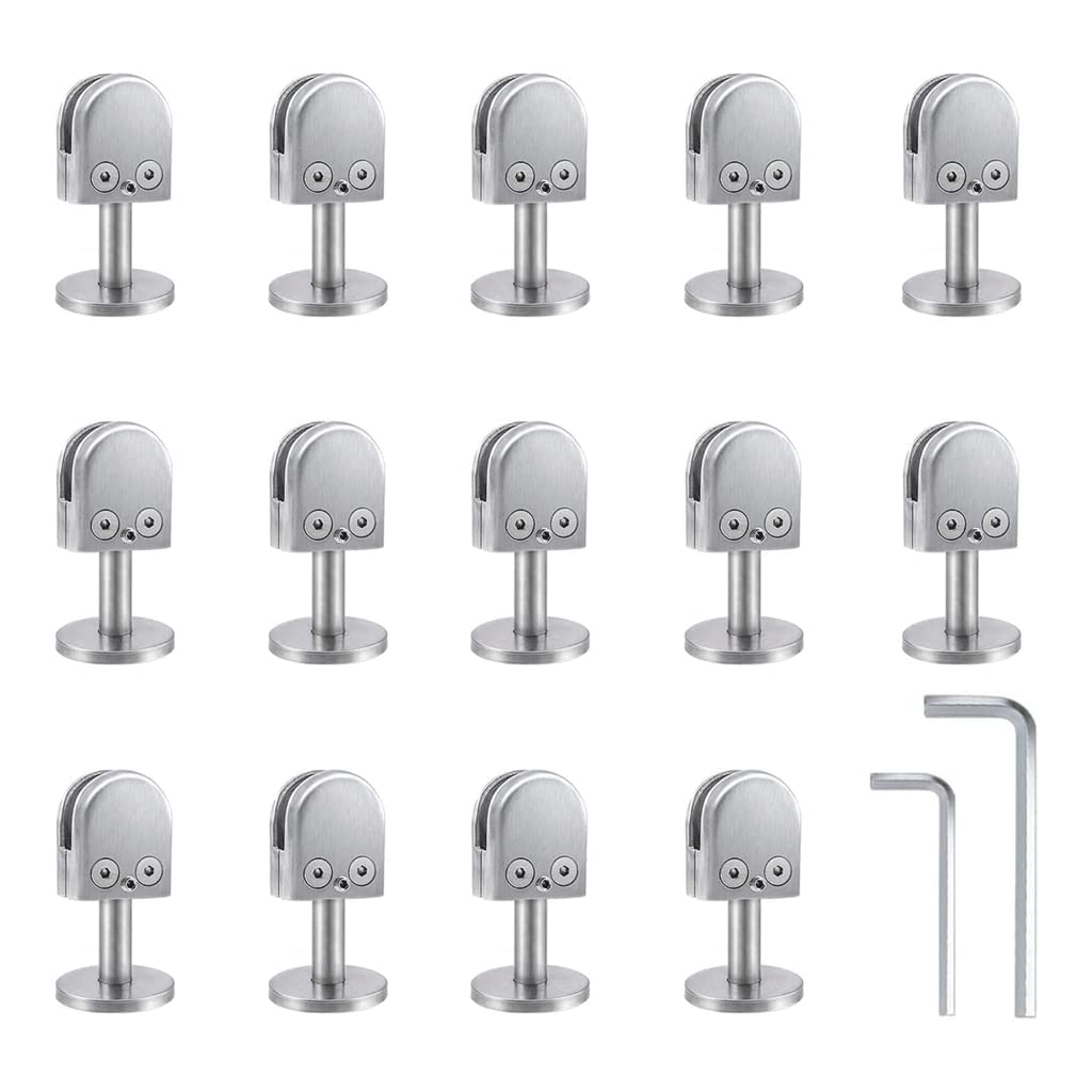 Abrazadera de cristal 14 piezas de acero inoxidable abrazaderas de vidrio forma U soporte de vidrio ajustable 8-10-12mm Clips para puerta de vidrio vidrio piso abrazadera estabilizar