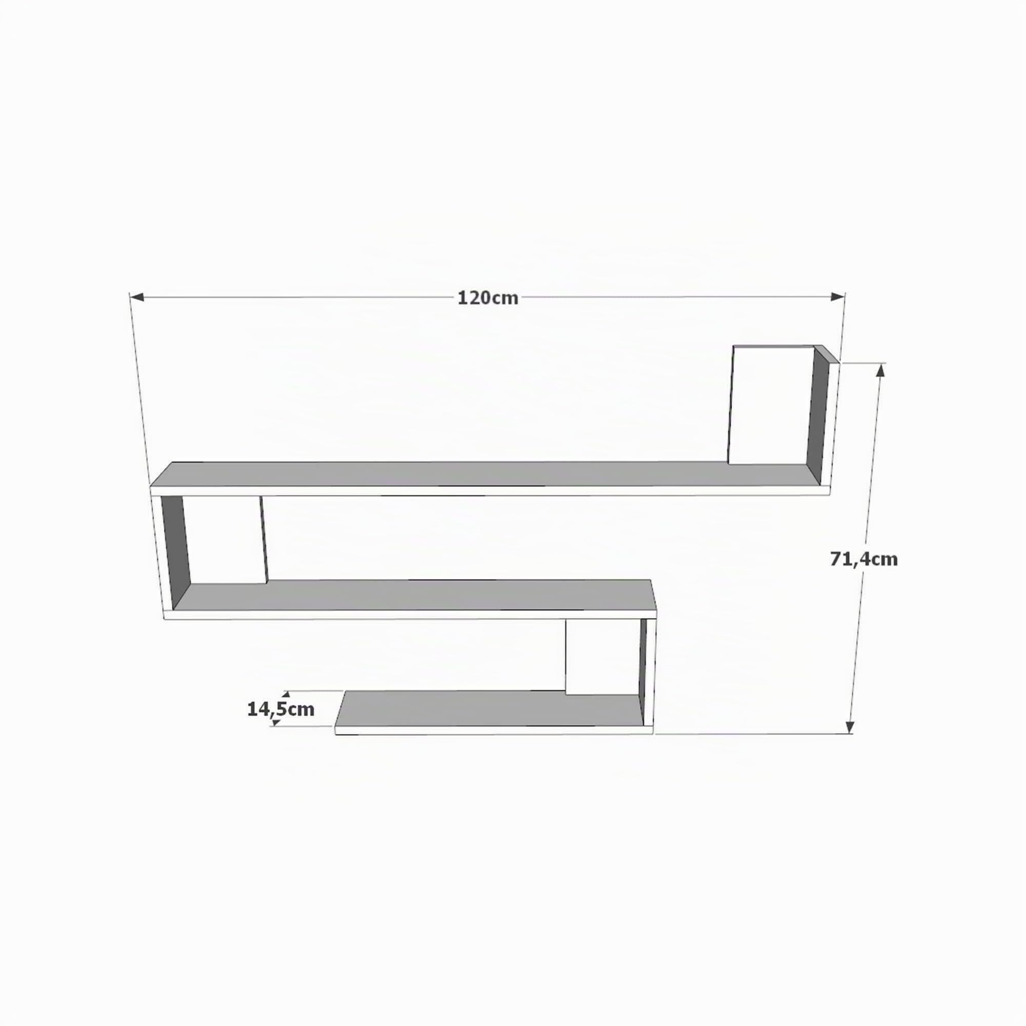 Dmora - Mensola Stellara, Scaffale, Ripiano a muro, Scaffalatura multiuso, 120x15h71 cm, Quercia
