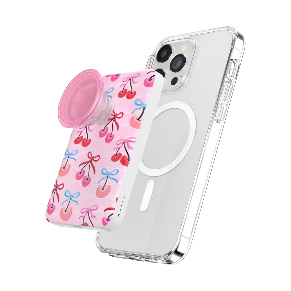 PopSockets PowerPack for MagSafe Portable Phone Charger Magnetic Wireless Portable Charger 5000mAh - Cherry Bows