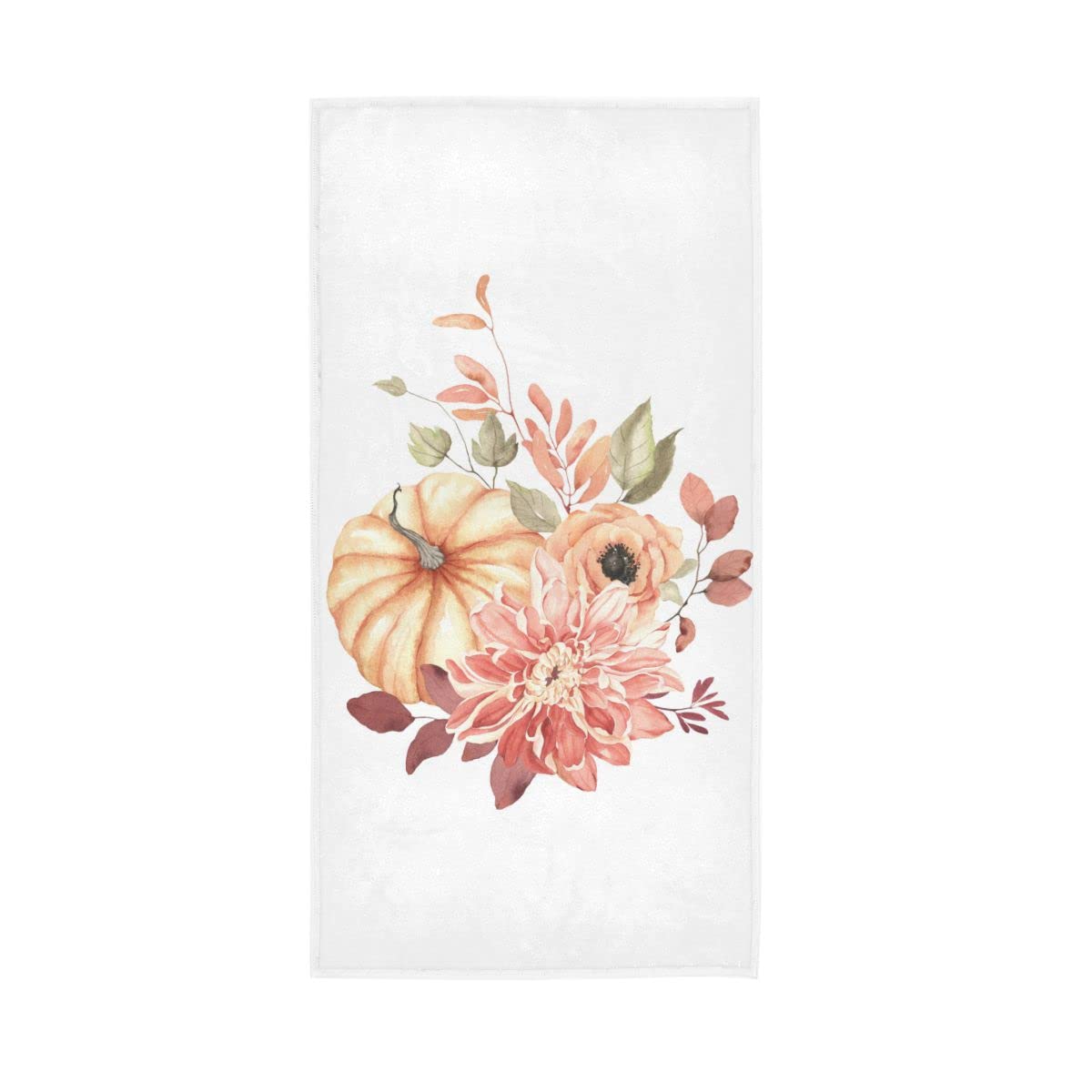 LSRCPD Autumn Pumpkin and Flowers Soft Hand Towels Absorbent Bath Towel Multipurpose for Bathroom Hotel Gym Spa 30"x15"