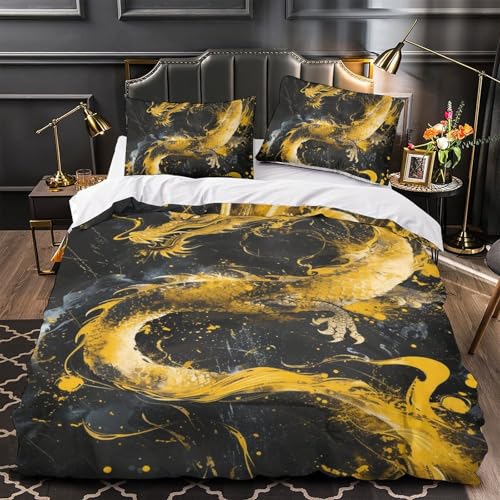 Housses de couettes dragon imprimé 3D en microfibre 140x200 cm