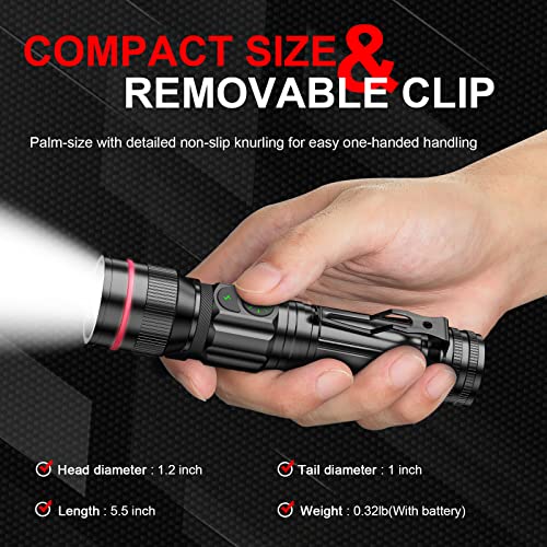 Wdtpro Rechargeable Flashlights (Battery Included), Led Tactical Flashlight With Clip, Portable Dual-Switch, 1500 High Lumen Super Bright Flashlight For Gift, Camping, Emergency #TOP1