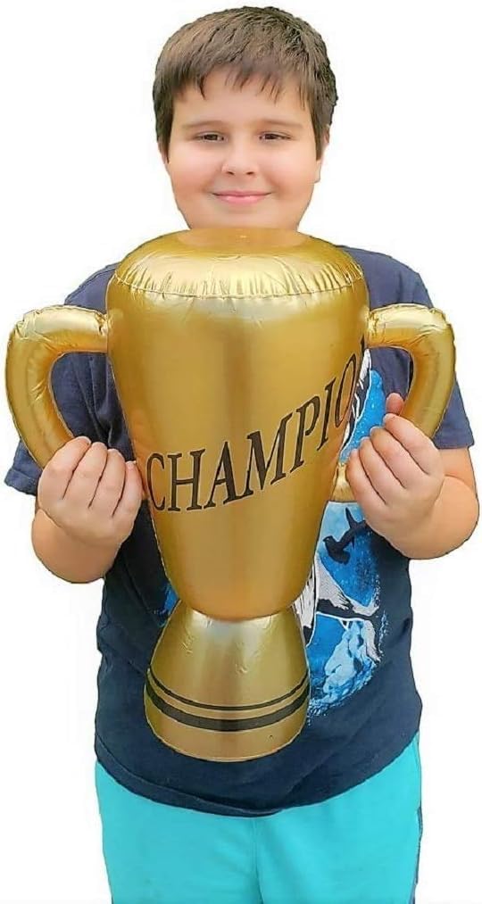 Zugar Land Gold Large 16 Inch Inflatable Trophy Cup with Handles. (16") "Champion Design. Great Olympic/Sports Event Themed Decoration