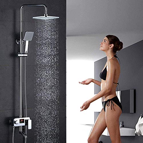 Système de douche à affichage digital et ciel de pluie chrome