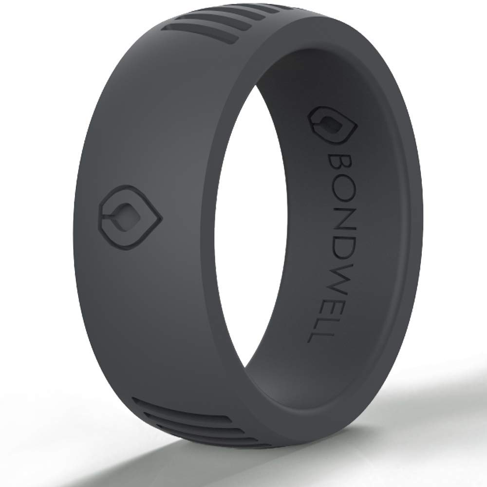 BONDWELL Silicone Wedding Ring for Men - Save Your Finger & A Marriage Safe, Durable Rubber Wedding Band for Active Athletes, Military, Crossfit, Weight Lifting, Workout