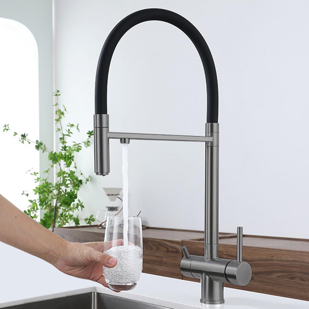 Robinet cuisine 3 voies avec douchette extractible pour eau filtrée