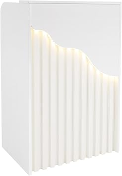 CNCEST Modern Reception Desk for Small Spaces with Locking Storage,L-Shaped Office Front Desk & Checkout Counter, with LED Light,for Hotel/Shop/Beauty Salon White