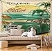 Ambesonne Retro Tapestry, Nostalgic Welcome to Cuba Print Classic Car Beach Ocean Palm Trees, Wide Wall Hanging for Bedroom Living Room Dorm, 60