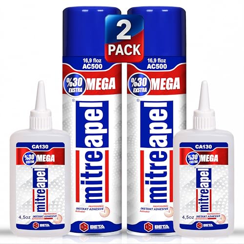MITREAPEL CA Glue with Activator (2x4.5 oz-2x16.9 floz)Instant Bond Professional