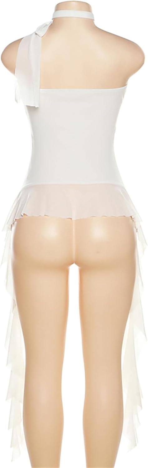 Womens Sleeveless Backless Going Out Crop Tank Top Sexy Asymmetrical Ruffle Flowy Trendy Summer Tops Outfits - Image 7