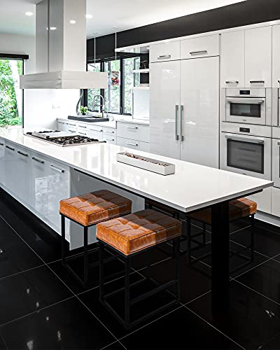 Katdans Counter Height Stools - Bar Stools Set Of 2-24 Inch Bar Stools For Kitchen Counter - Backless Bar Stools With Upholstered Pu Leather - Orange/Black - Metal Base, Ks210223L #TOP6