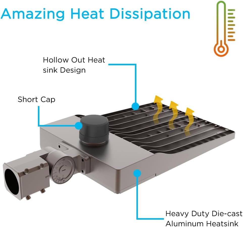 300W LED Parking Lot Light with Adjustable Slip Fitter Mount LED Shoebox Light Without Dusk to Dawn Photocell ETL Certified 100~277 V 5000K 42000LM Dark Bronze 1PACK