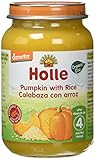 Sin sal añadida Holle Potito de Calabaza con Arroz (+4 meses) - Paquete de 6 x 190 gr - Total: 1140 gr