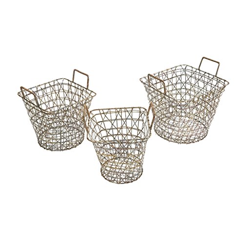 Madison Park Havana Basket Set of 3, Gold