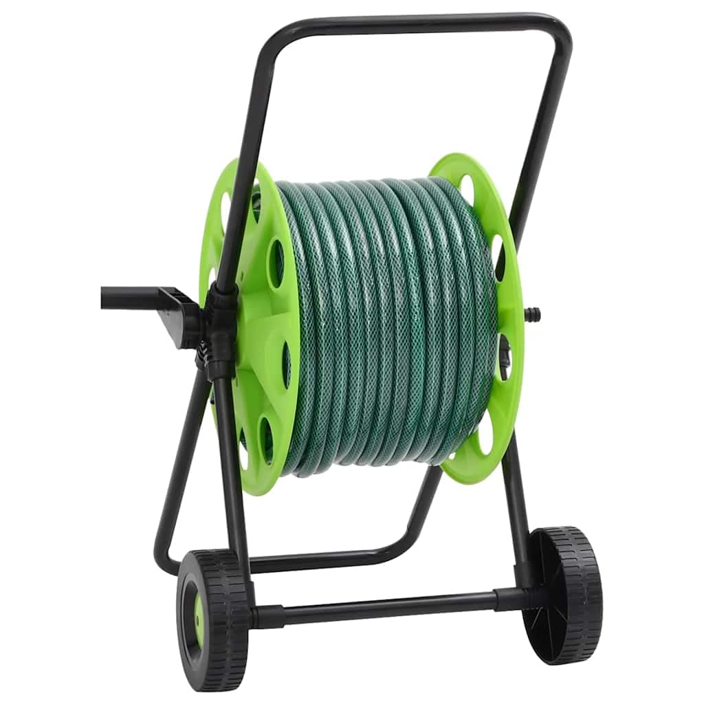 Schlauchwagen 20 M PVC Grün Mit Rädern | Verzinkte Stahlkonstruktion, 4-Teiliges Anschluss-Set, Flexibel Und Leicht Zu Verstauen