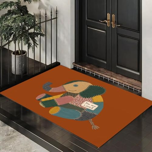 Tapis Cuisine Devant Évier Lavable Ocre Éléphant Mignon - 7