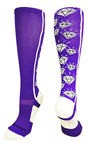 Image of MadSportsStuff Softball Socks with Diamonds for Girls Women Kids Youth Adult Over the Calf Soccer