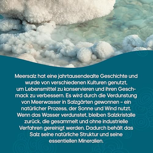 Unraffiniertes Meersalz – 100% Natürliches,- Mineralisches Meersalz, ökologisch, Hochrein, Perfekt Für Die Küche – Premium-Meersalz. Unraffiniertes Natürliches Meersalz. Herkunft: Spanien.