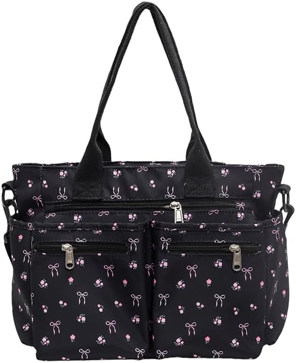 Cherry Tote Bags for Women - Coquette Handbag Large Capacity Cherry Crossbody Work Tote Purse Nylon Shoulder Bag