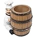 French Chef Pierre Decorative Countertop Utensil Holder Crock with Faux Wood Wine Barrel Display Stand Table Statue for Country Cottage Decor & Gourmet Kitchen Decorations As Housewarming Gifts