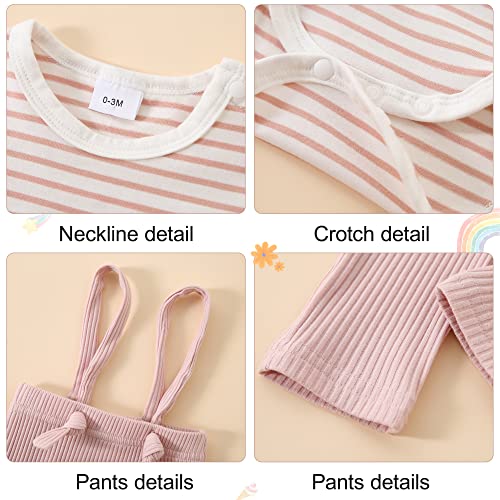 Caretoo Newborn Baby Girls Fall Clothes, Infant Romper Floral Long Sleeve Overalls Outfits Winter Gift Set 0-18 Months #TOP3